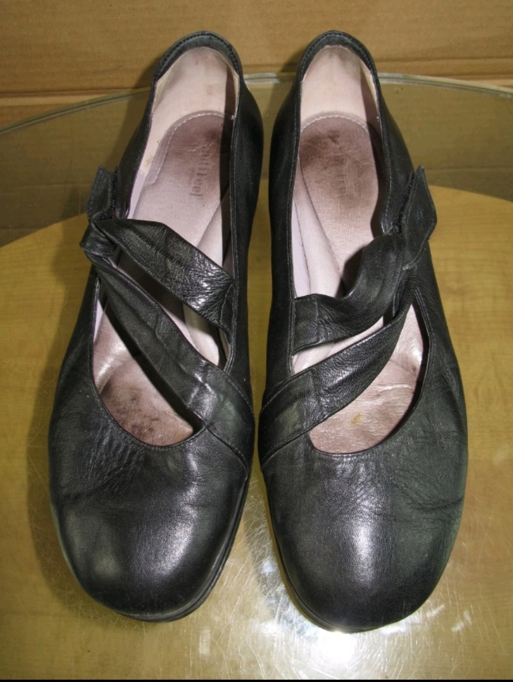 BeautiFeel Women's Black Leather Loafer Flat, Black Leather US Size  11